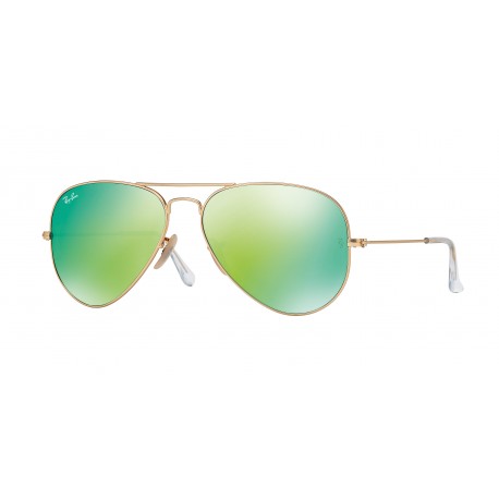 OKULARY PRZECIWSŁONECZNE RAY-BAN® RB3025 112/19 MATTE GOLD/CRYSTAL GREEN MIRROR MULTIL. GREEN AVIATOR r.58