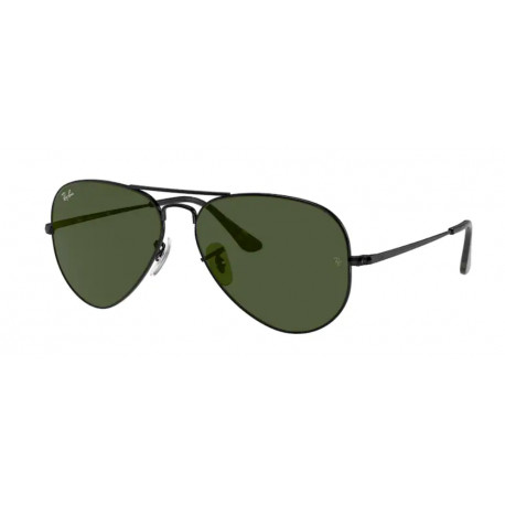 OKULARY PRZECIWSŁONECZNE RAY-BAN RB3689 9148/31 BLACK/G-15 GREEN AVIATOR METAL II r. 62